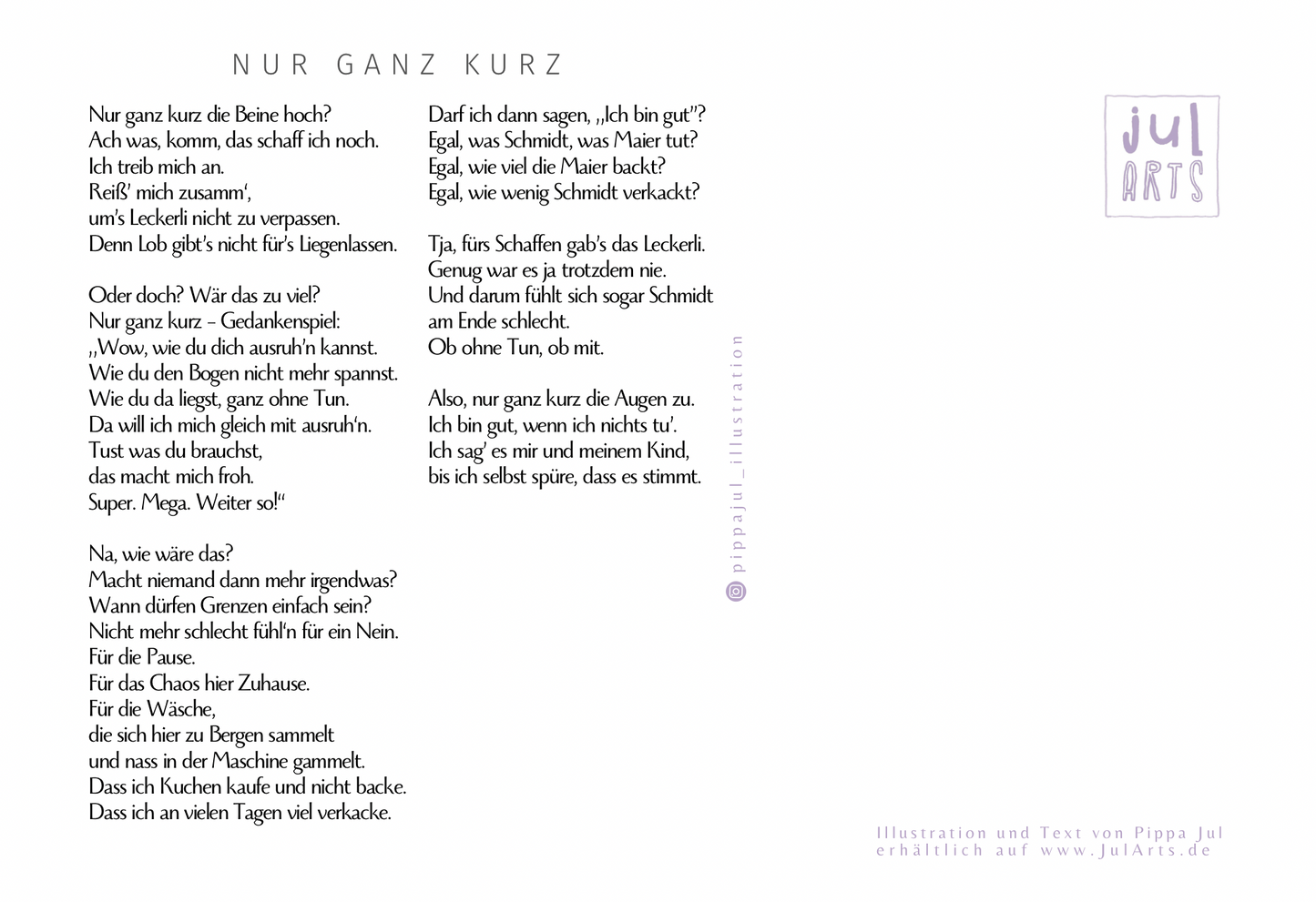 Karte XL - Nur ganz kurz